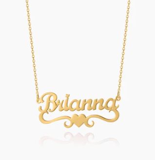 Heart Ribbon Personalized Name Necklace