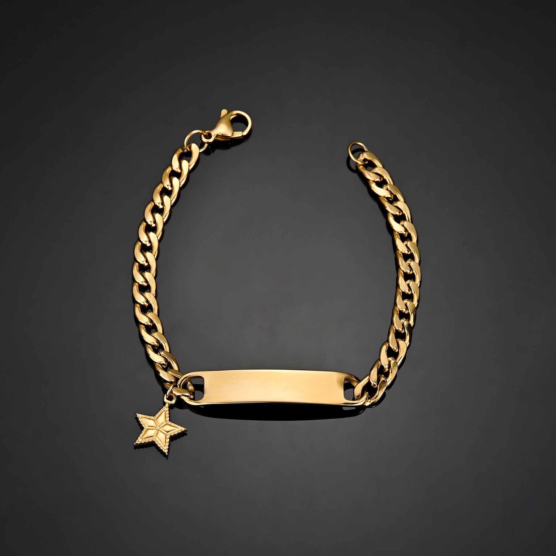 Star Charm Engraved Name Bracelet